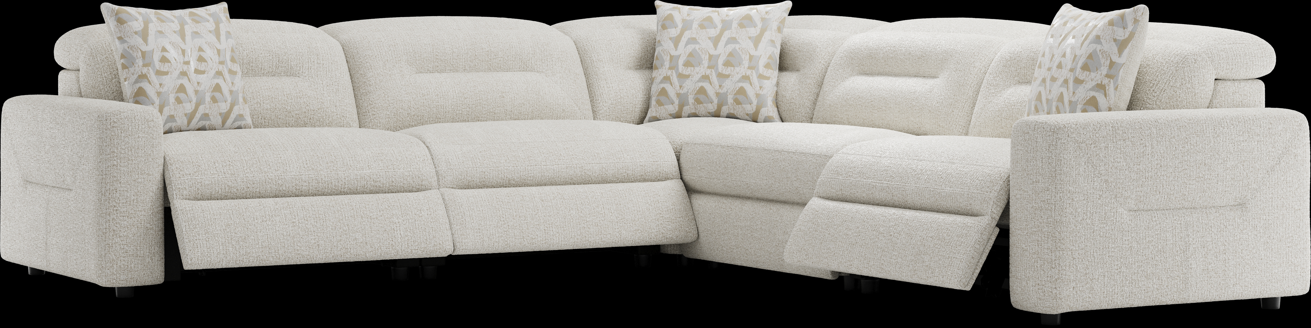 Velia’s choice Belia 7 Pc Beige Knitted Dual Power Reclining Sectional