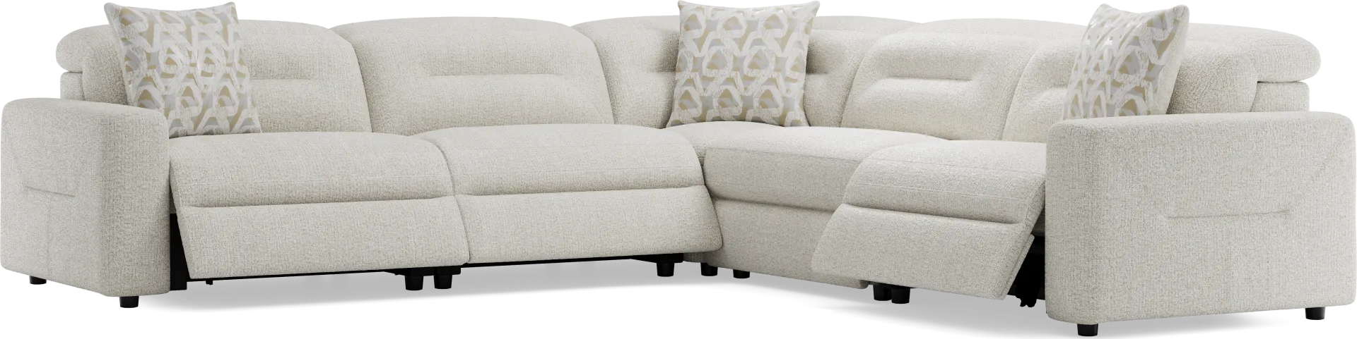 Belia Beige 5 Pc Dual Power Reclining Sectional - Image 1