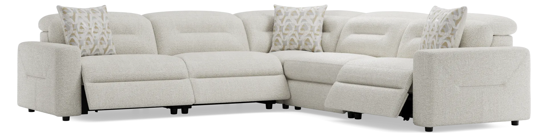 beige 5 pc dual power reclining sectional