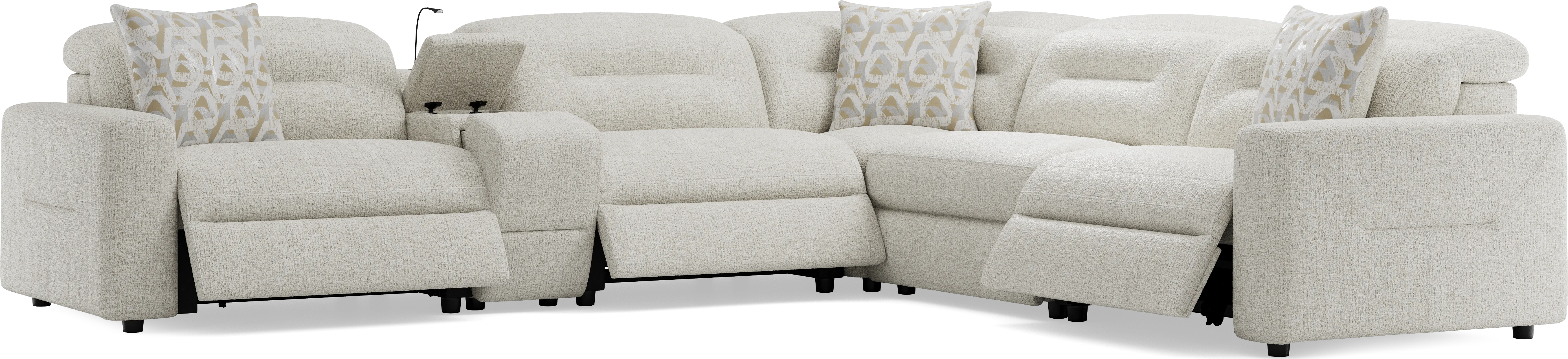 Belia Beige 6 Pc Dual Power Reclining Sectional - Thumbnail - Image 1