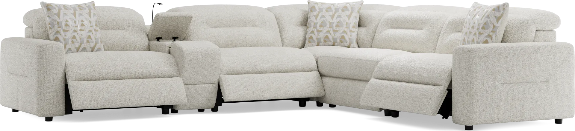 Belia Beige 6 Pc Dual Power Reclining Sectional - Image 2