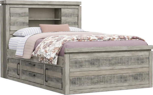 Kids Westover Hills Jr Gray Full Bookcase Bed with 2 Storage Side Rails
