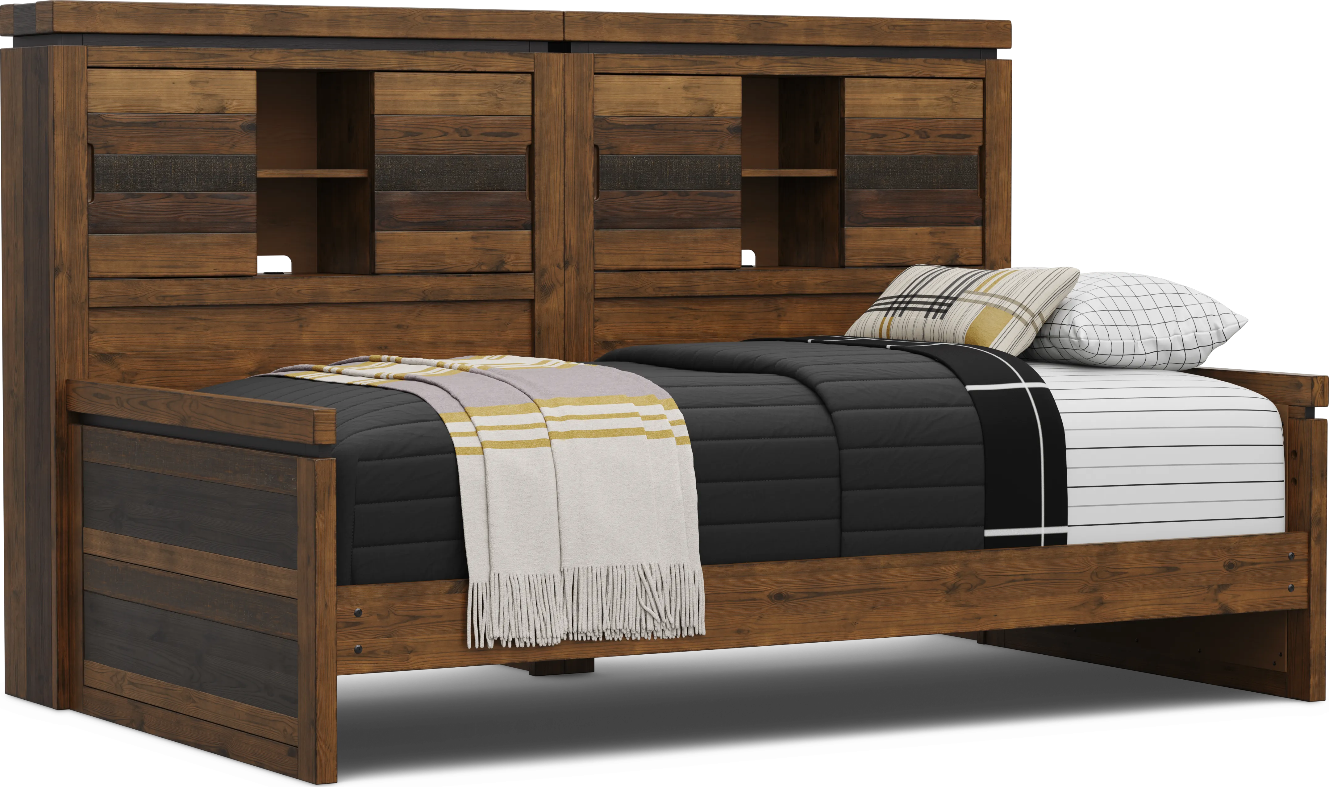 Kids Westover Hills Jr Brown Twin Bookcase Wall Bed - Thumbnail - Image 1