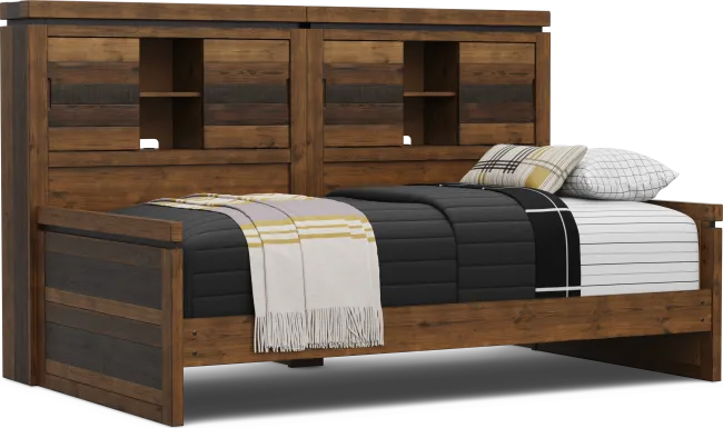Kids Westover Hills Jr Brown Twin Bookcase Wall Bed