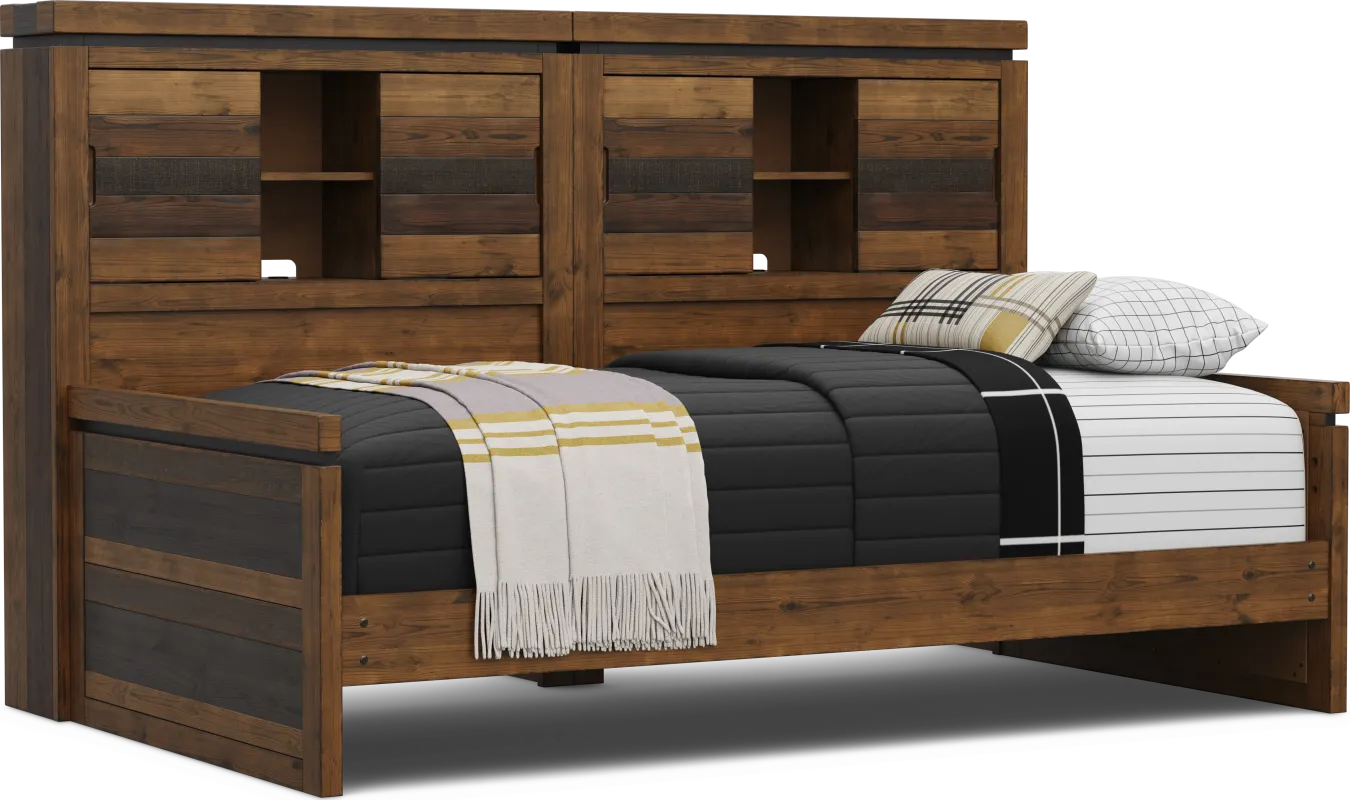 Kids Westover Hills Jr Brown Twin Bookcase Wall Bed