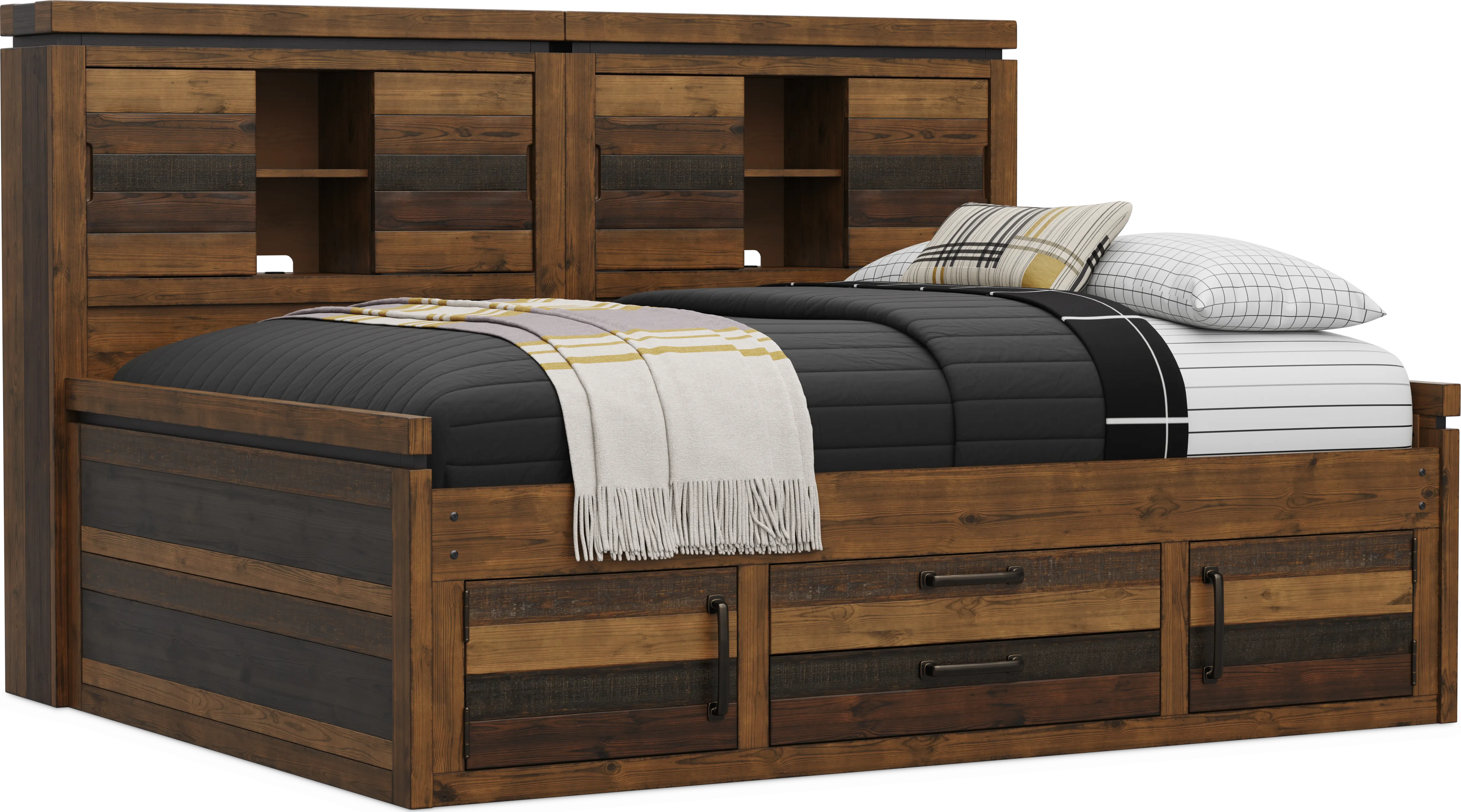 Kids Westover Hills Jr Brown Full Bookcase Wall Bed with Storage Side Rail - Thumbnail - Image 1