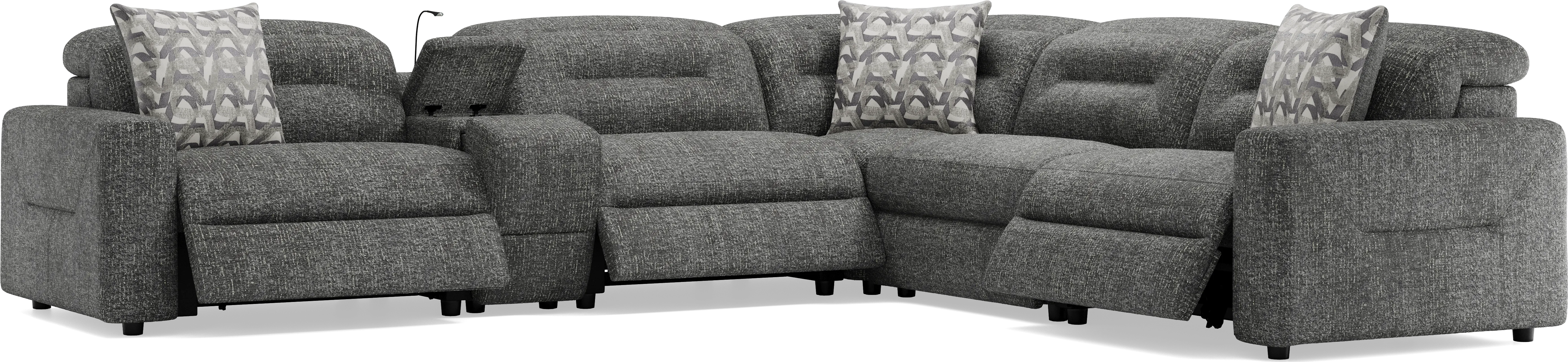 Belia Gray 6 Pc Dual Power Reclining Sectional - Thumbnail - Image 1