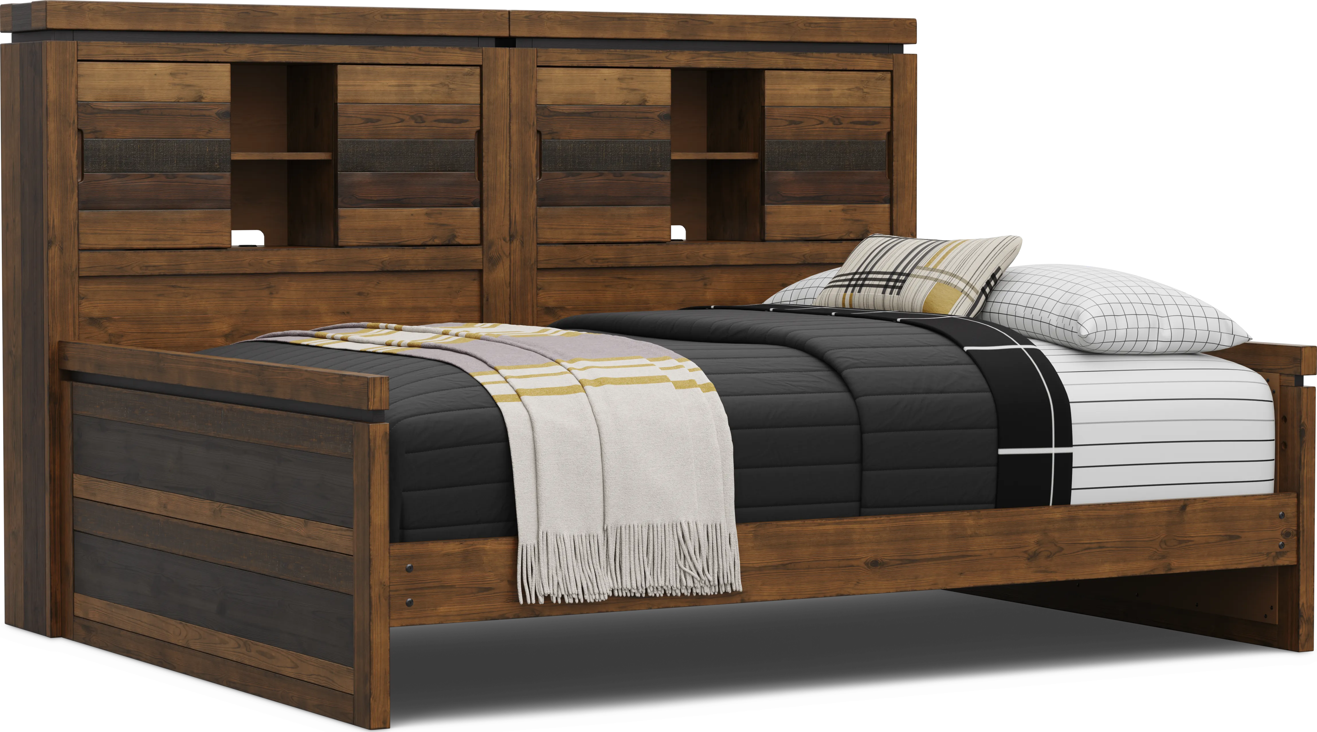 Kids Westover Hills Jr Brown Full Bookcase Wall Bed - Thumbnail - Image 1