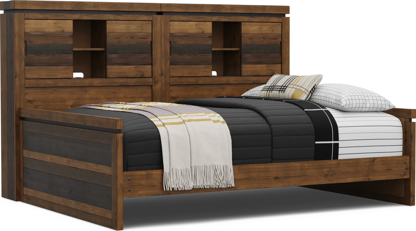 Kids Westover Hills Jr Brown Full Bookcase Wall Bed