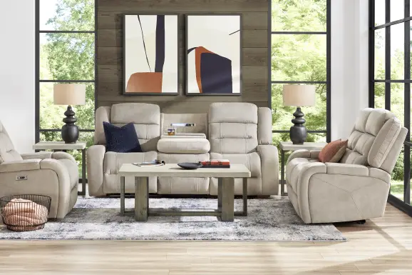 McKinley Beige 8 Pc Power Reclining Living Room