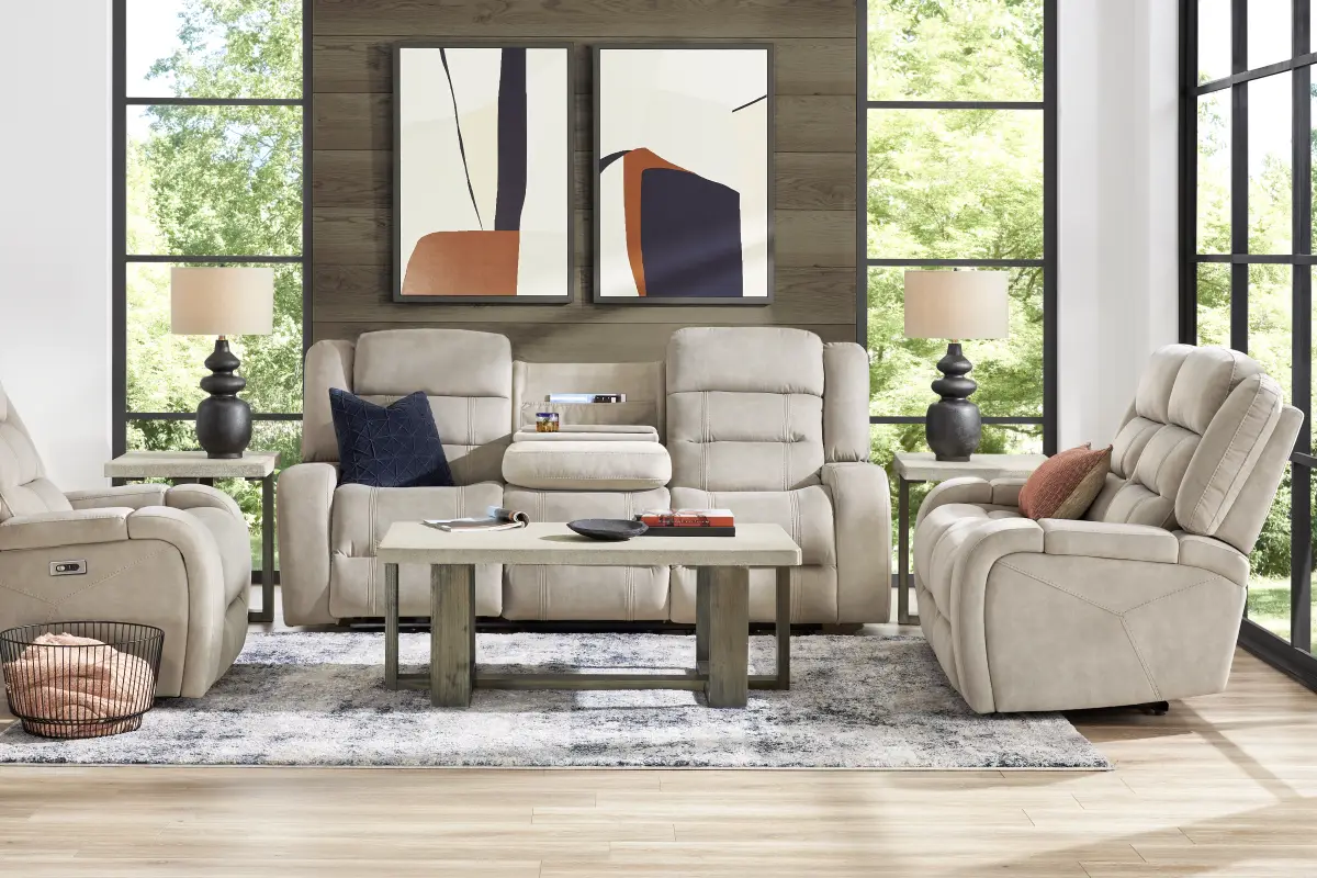 McKinley Beige 8 Pc Power Reclining Living Room