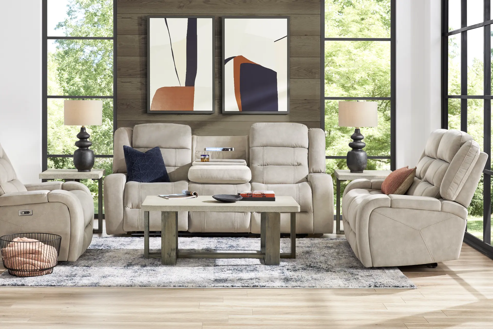 McKinley Beige 8 Pc Power Reclining Living Room