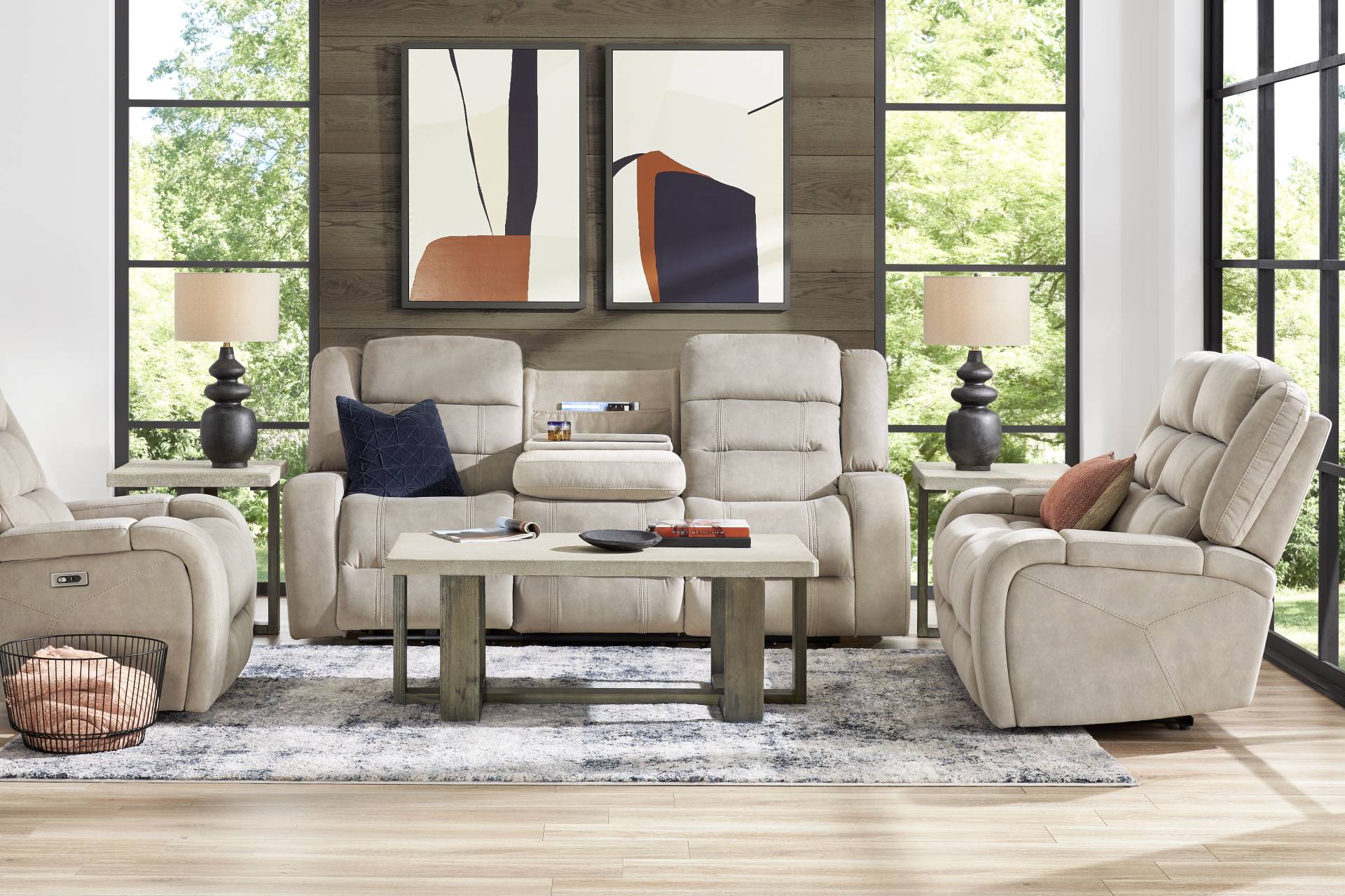 McKinley Beige 8 Pc Power Reclining Living Room full room