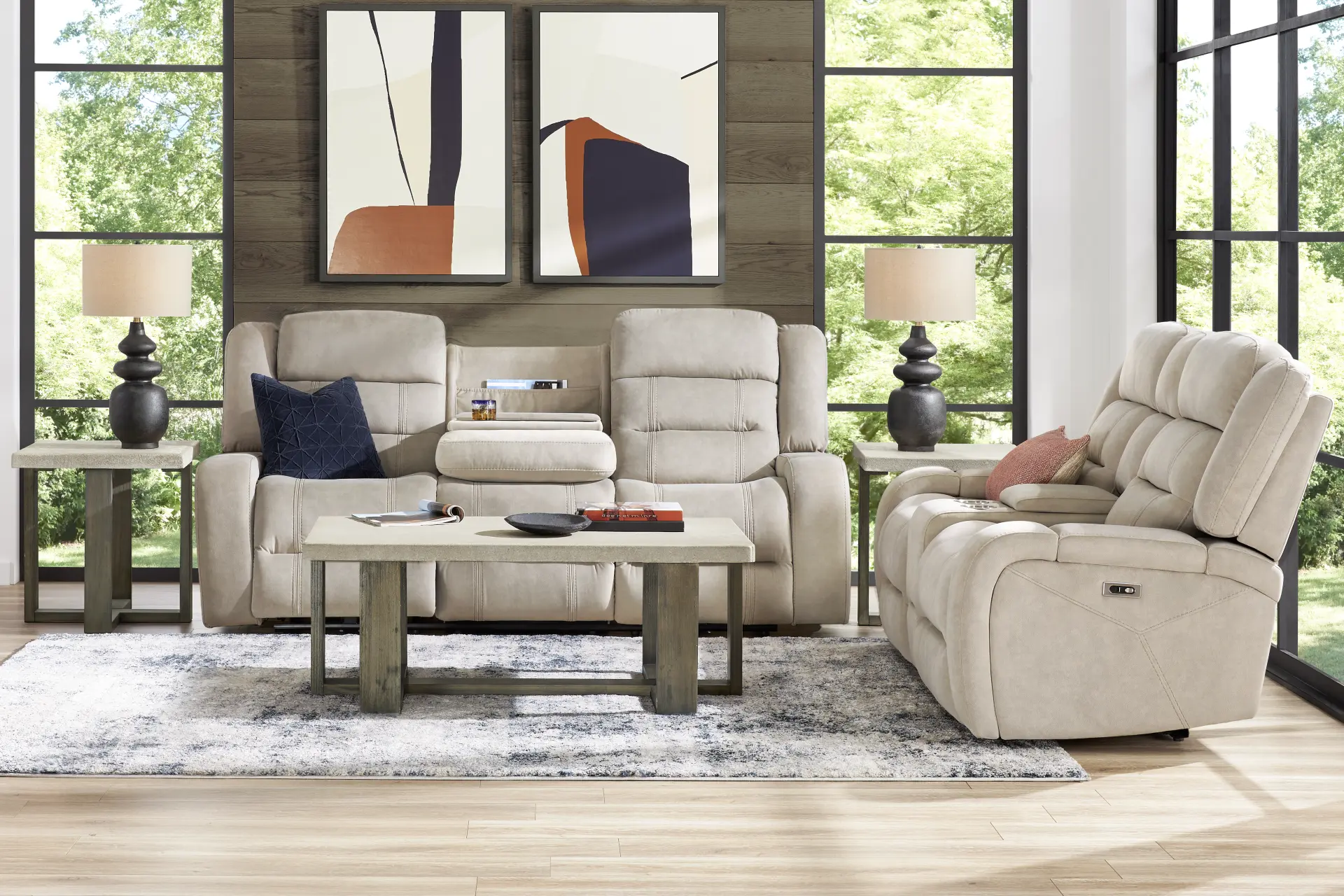 McKinley Beige 7 Pc Power Reclining Living Room