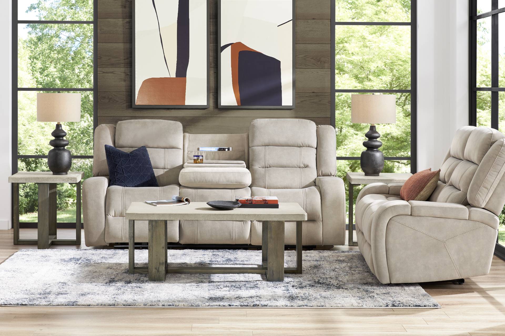 McKinley Beige 7 Pc Reclining Living Room full room