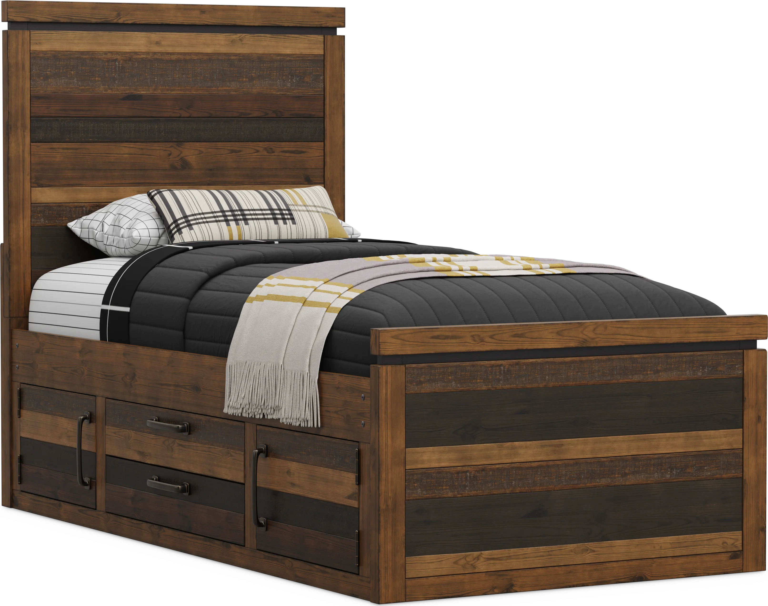 Kids Westover Hills Jr Brown Twin Panel Bed with Storage Side Rail - Thumbnail - Image 1