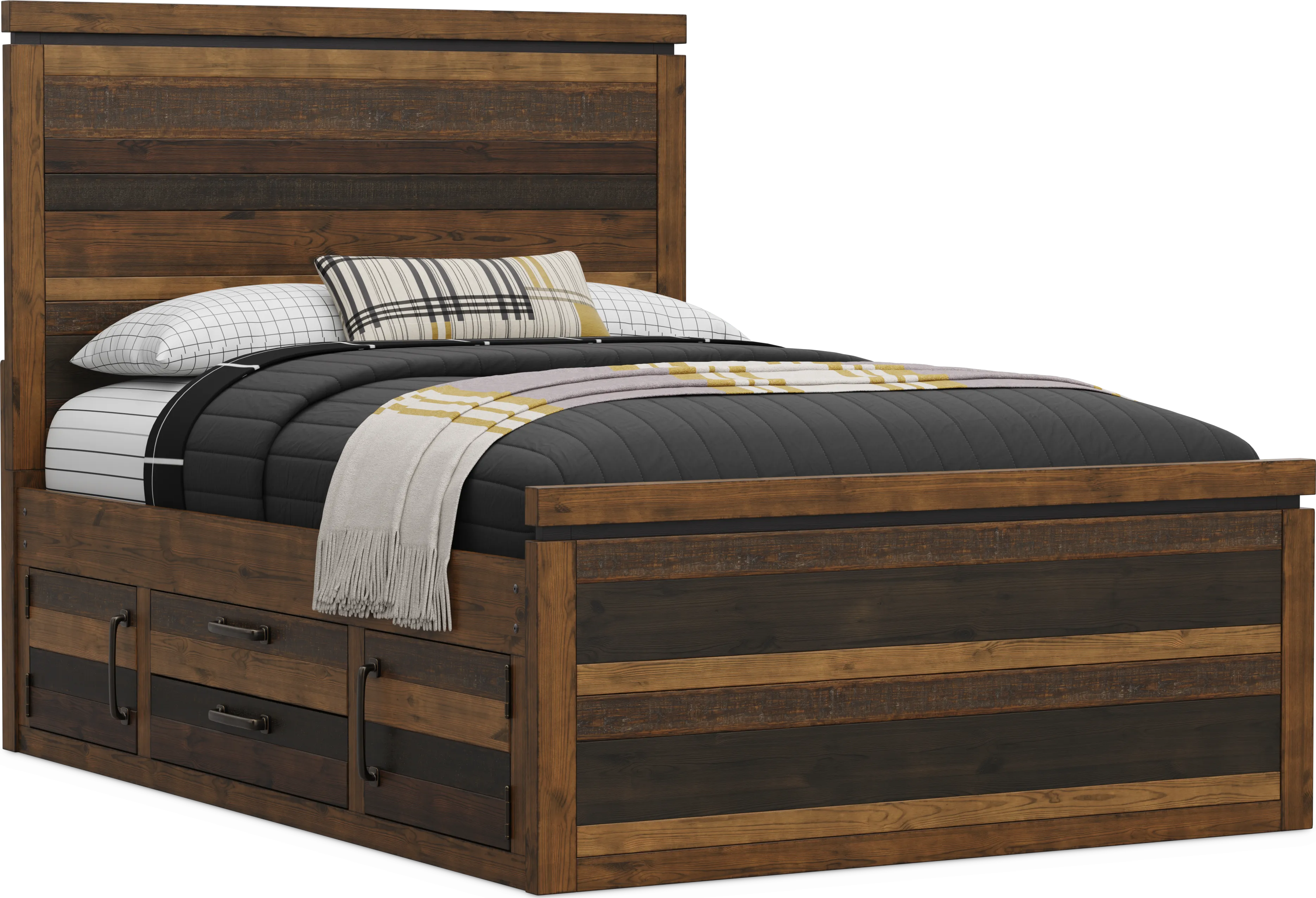 Kids Westover Hills Jr Brown Full Panel Bed with Storage Side Rail - Thumbnail - Image 1