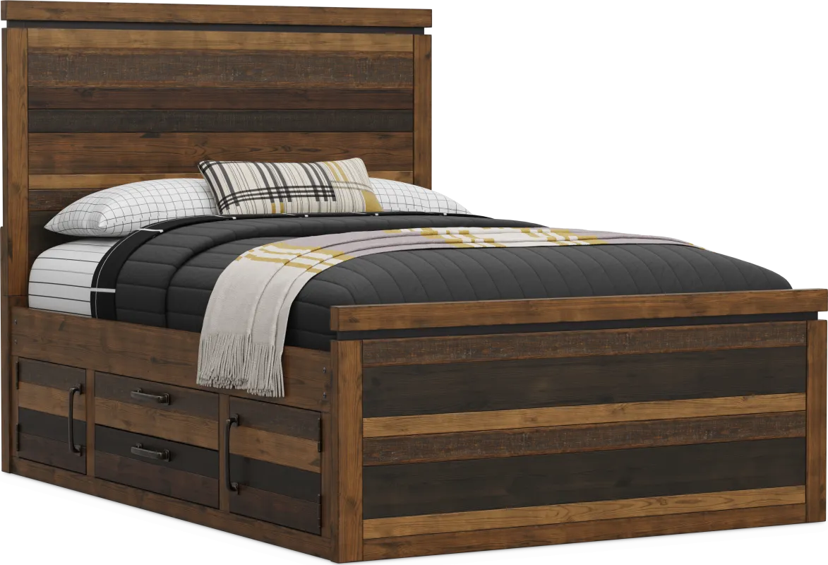 Kids Westover Hills Jr Brown Full Panel Bed with Storage Side Rail