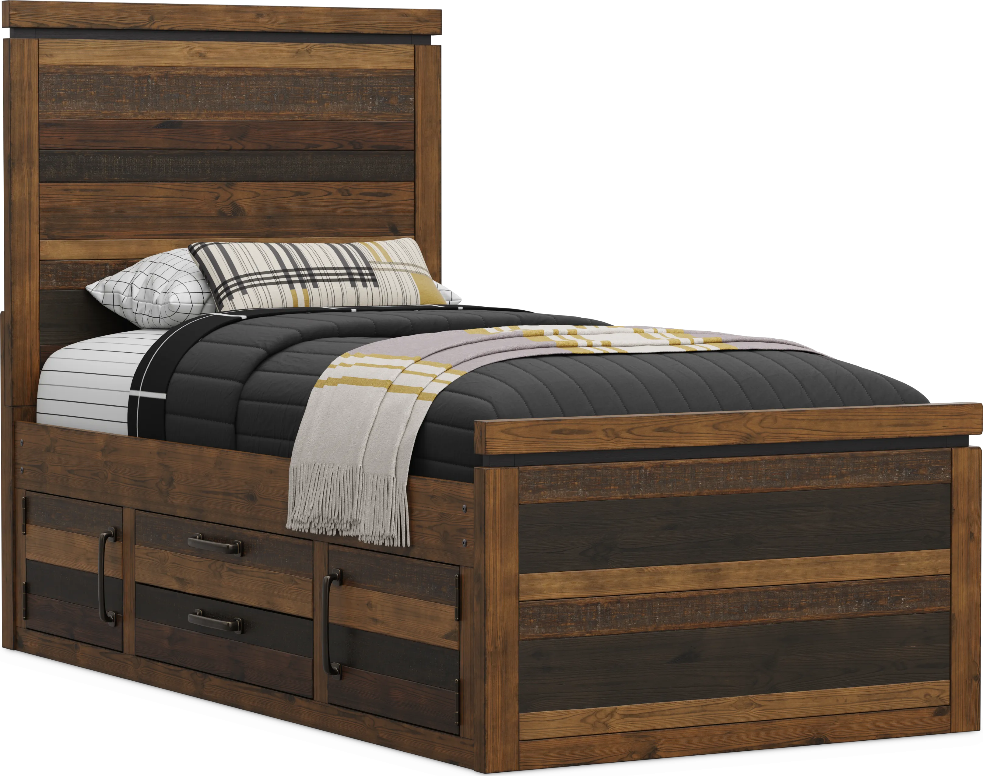 Kids Westover Hills Jr Brown Twin Panel Bed with 2 Storage Side Rails - Thumbnail - Image 1