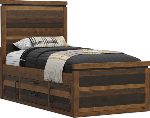 Kids Westover Hills Jr Brown Twin Panel Bed with 2 Storage Side Rails