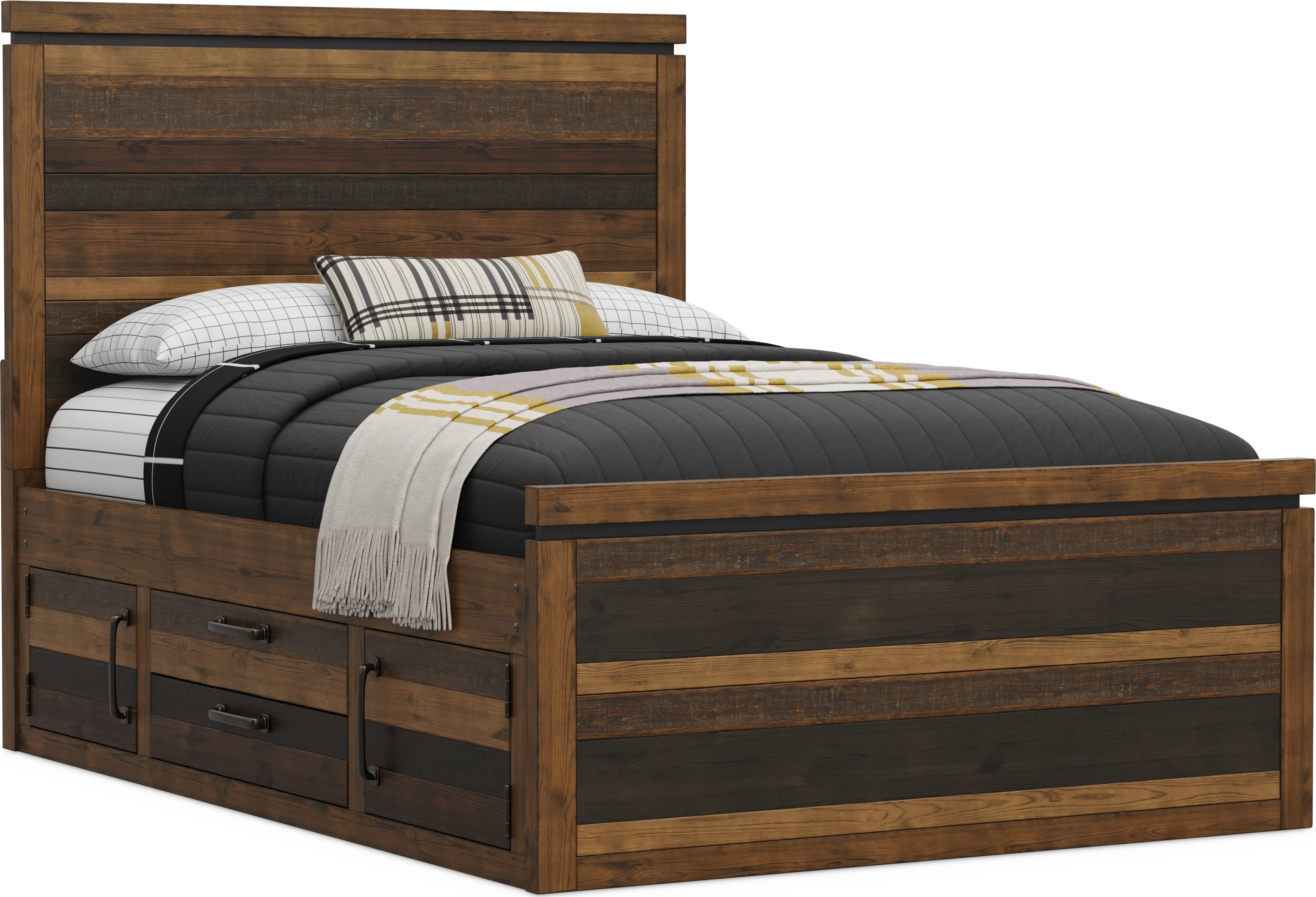 Kids Westover Hills Jr Brown Full Panel Bed with 2 Storage Side Rails - Thumbnail - Image 1