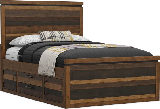 Kids Westover Hills Jr Brown Full Panel Bed with 2 Storage Side Rails