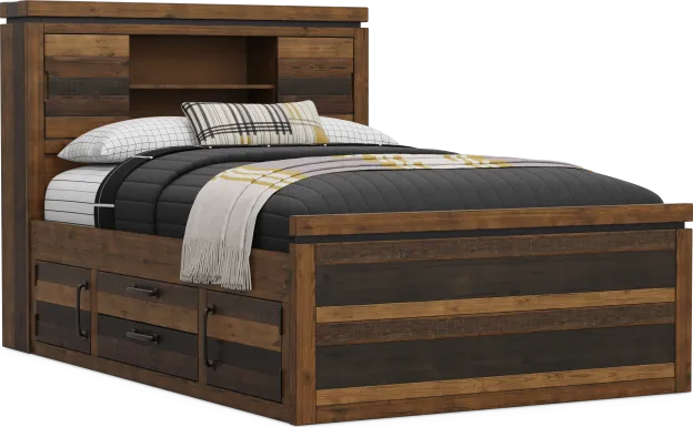 Kids Westover Hills Jr Brown Full Bookcase Bed with Storage Side Rail