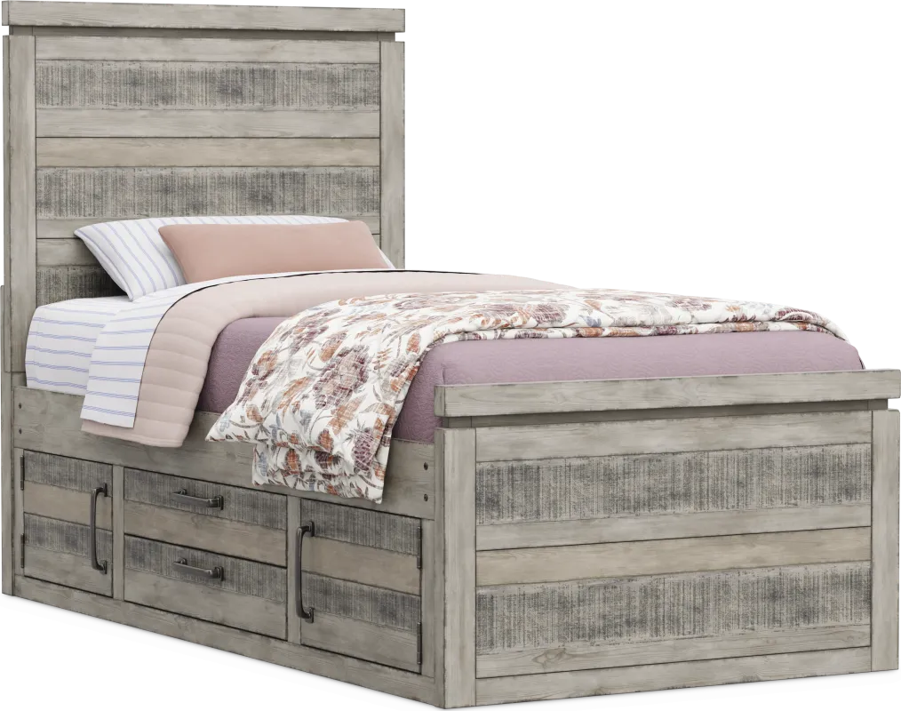 Kids Westover Hills Jr Gray Twin Panel Bed with Storage Side Rail