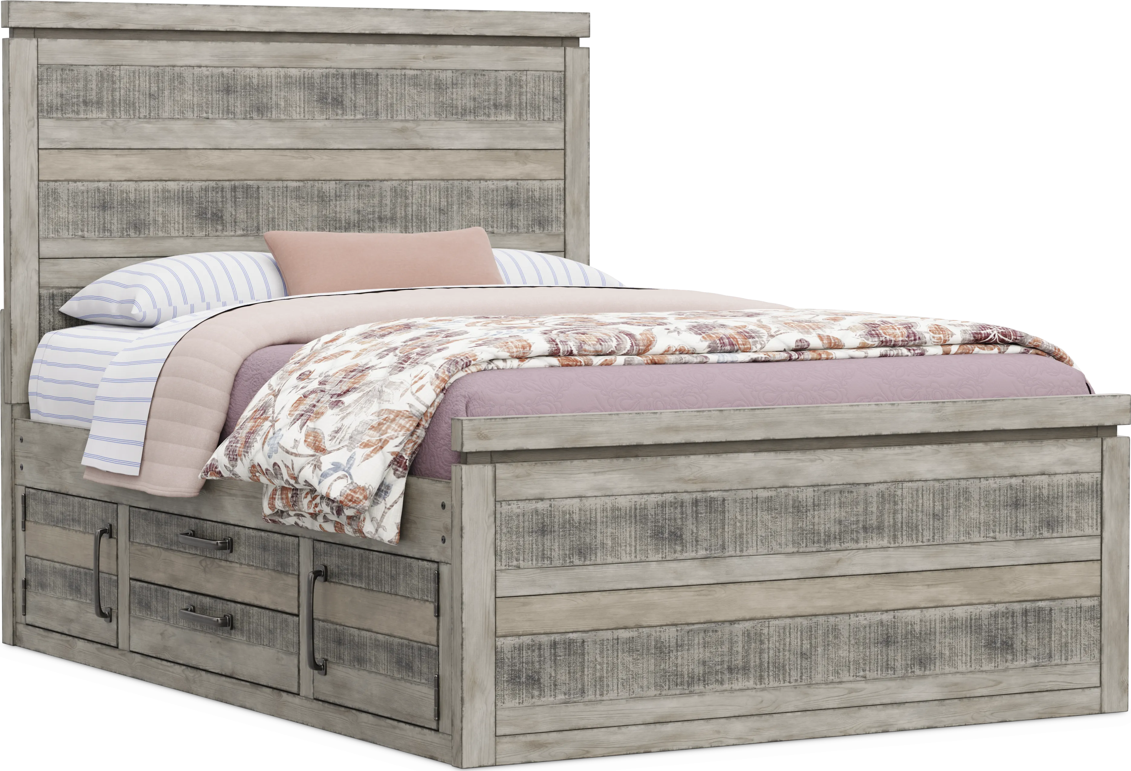 Kids Westover Hills Jr Gray Full Panel Bed with Storage Storage Side Rail - Thumbnail - Image 1