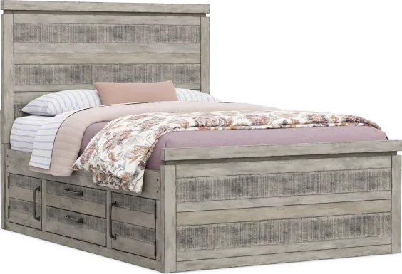 Kids Westover Hills Jr Gray Full Panel Bed with 2 Storage Side Rails