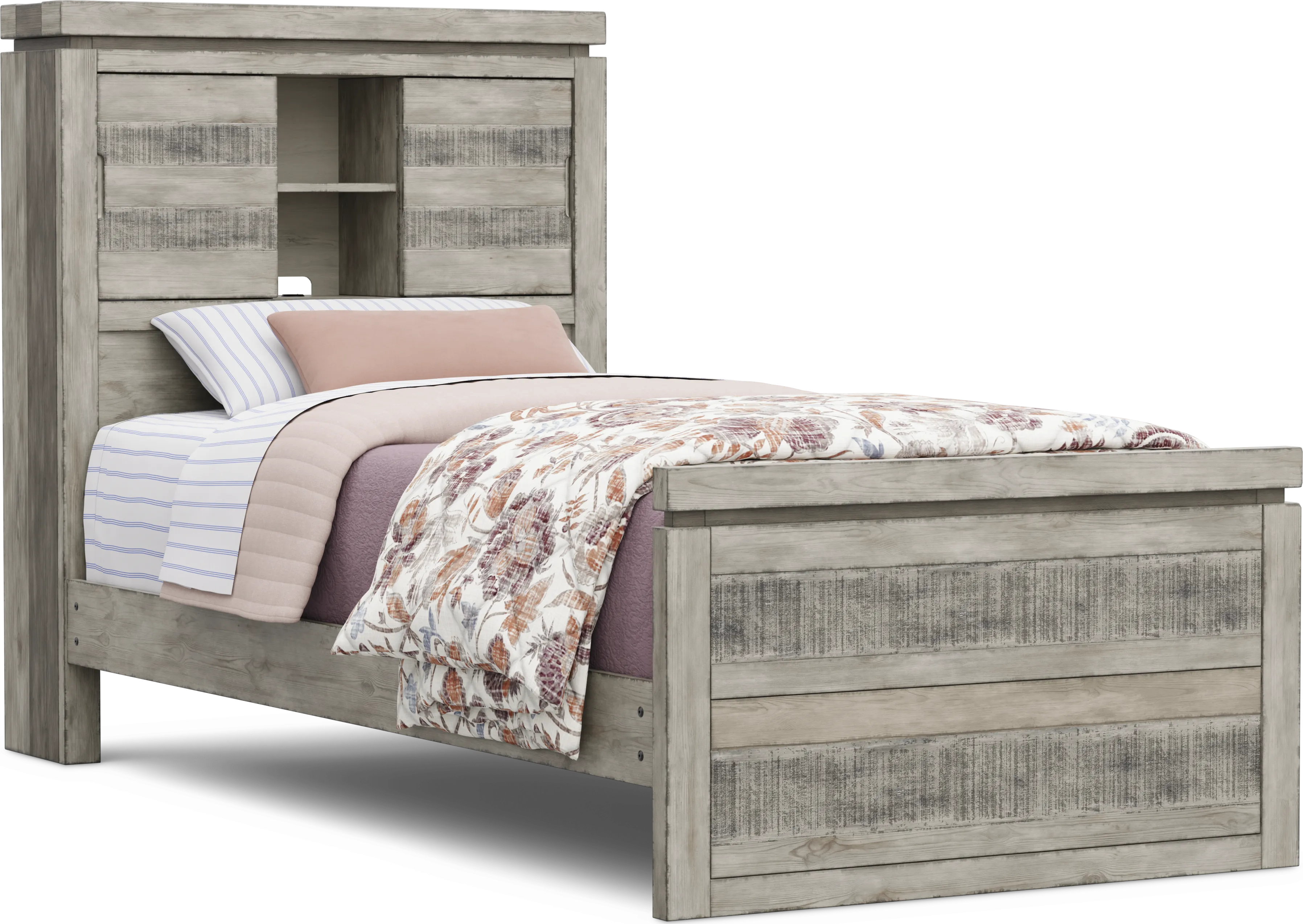 Kids Westover Hills Jr Gray Twin Bookcase Bed - Thumbnail - Image 1