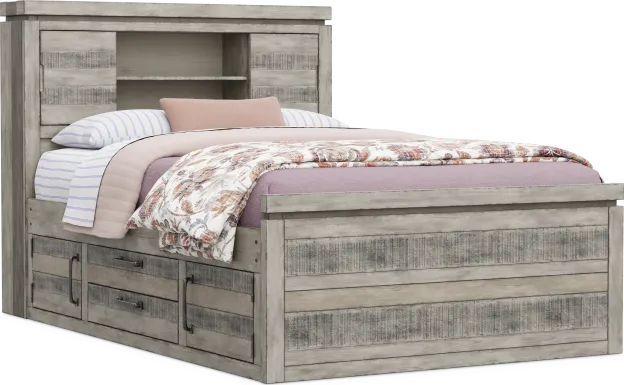 Kids Westover Hills Jr Gray Full Bookcase Bed with Storage Side Rail
