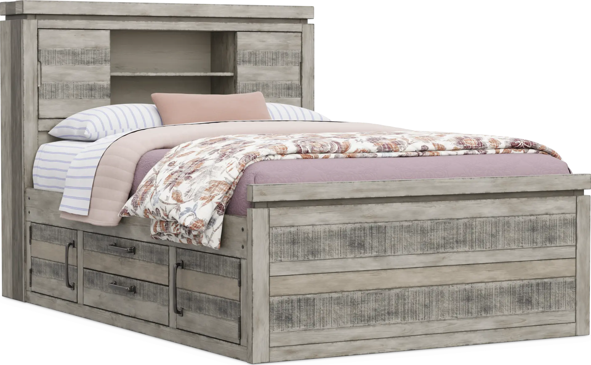 Kids Westover Hills Jr Gray Full Bookcase Bed with Storage Side Rail
