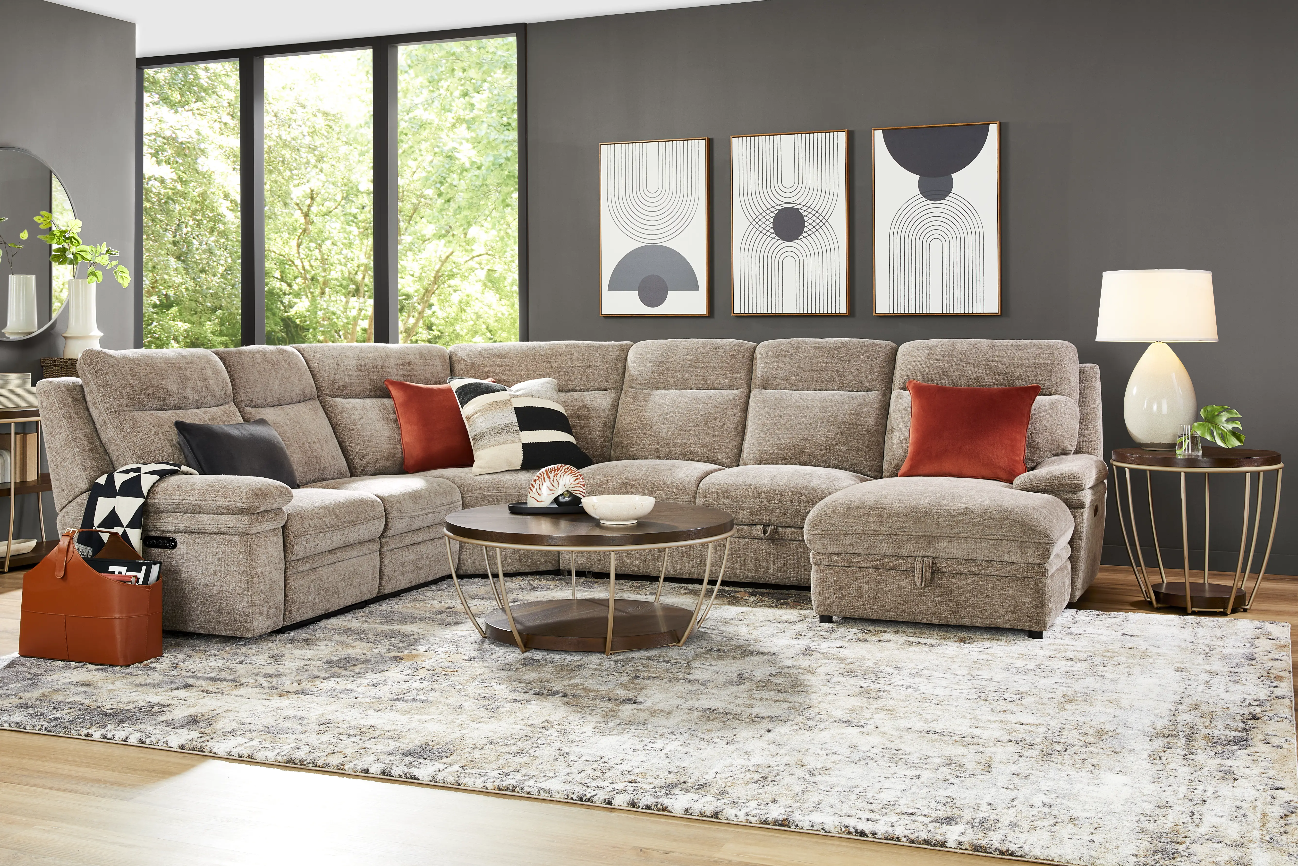 Anaheim Latte 5 Pc Dual Power Reclining Sectional - Thumbnail - Image 2