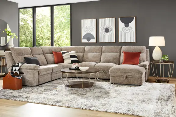 Anaheim Latte 5 Pc Dual Power Reclining Sectional