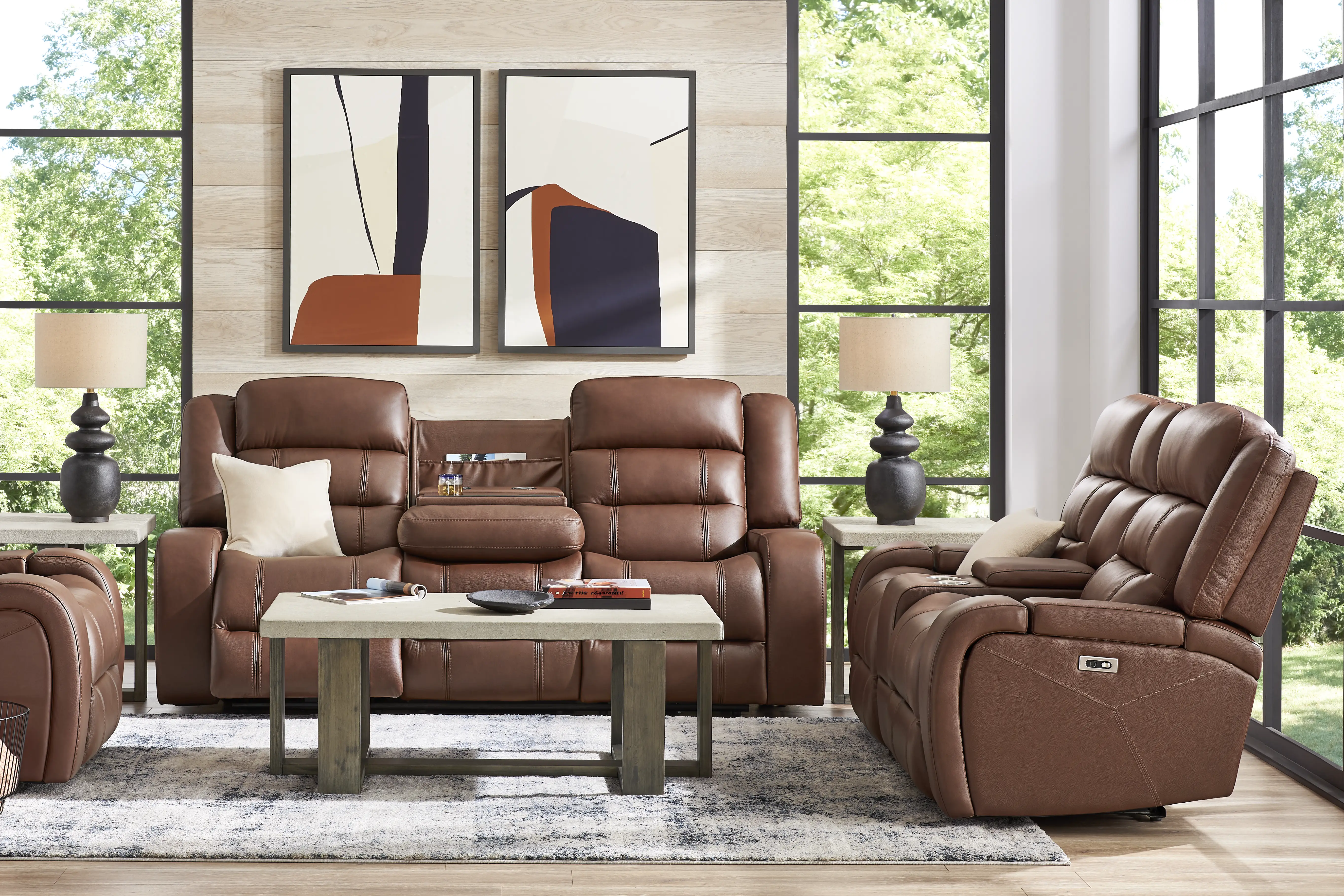 Denali Brown Leather 5 Pc Power Reclining Living Room - Thumbnail - Image 1