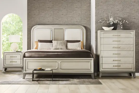 Colette Silver 5 Pc King Upholstered Bedroom