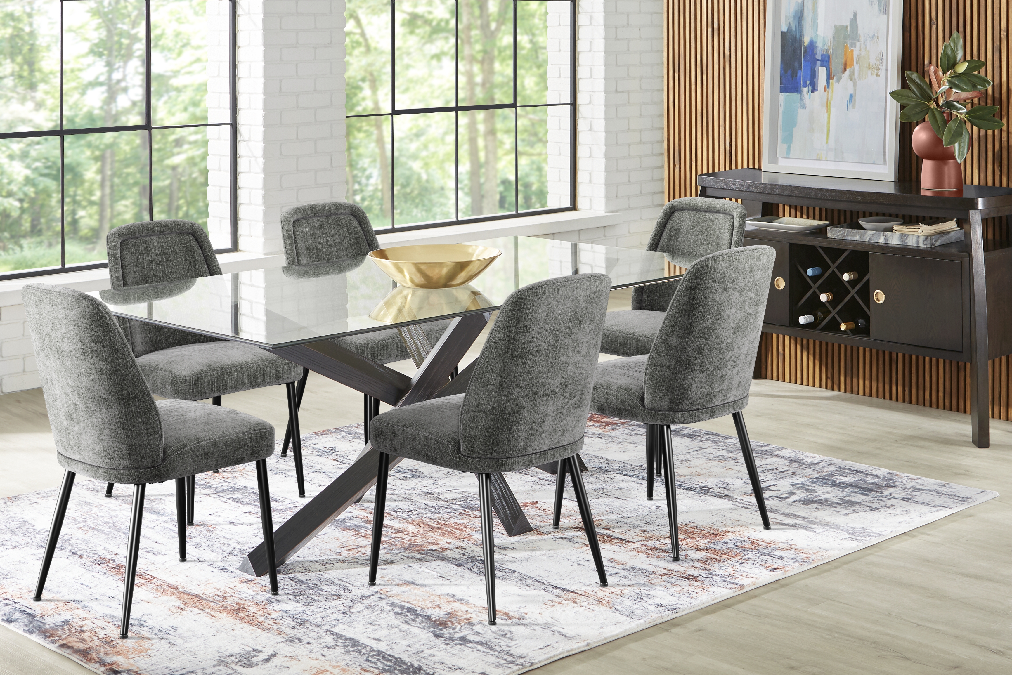 Hollybrooke Black 5 Pc Dining Room with Brown Chairs - Thumbnail - Image 5