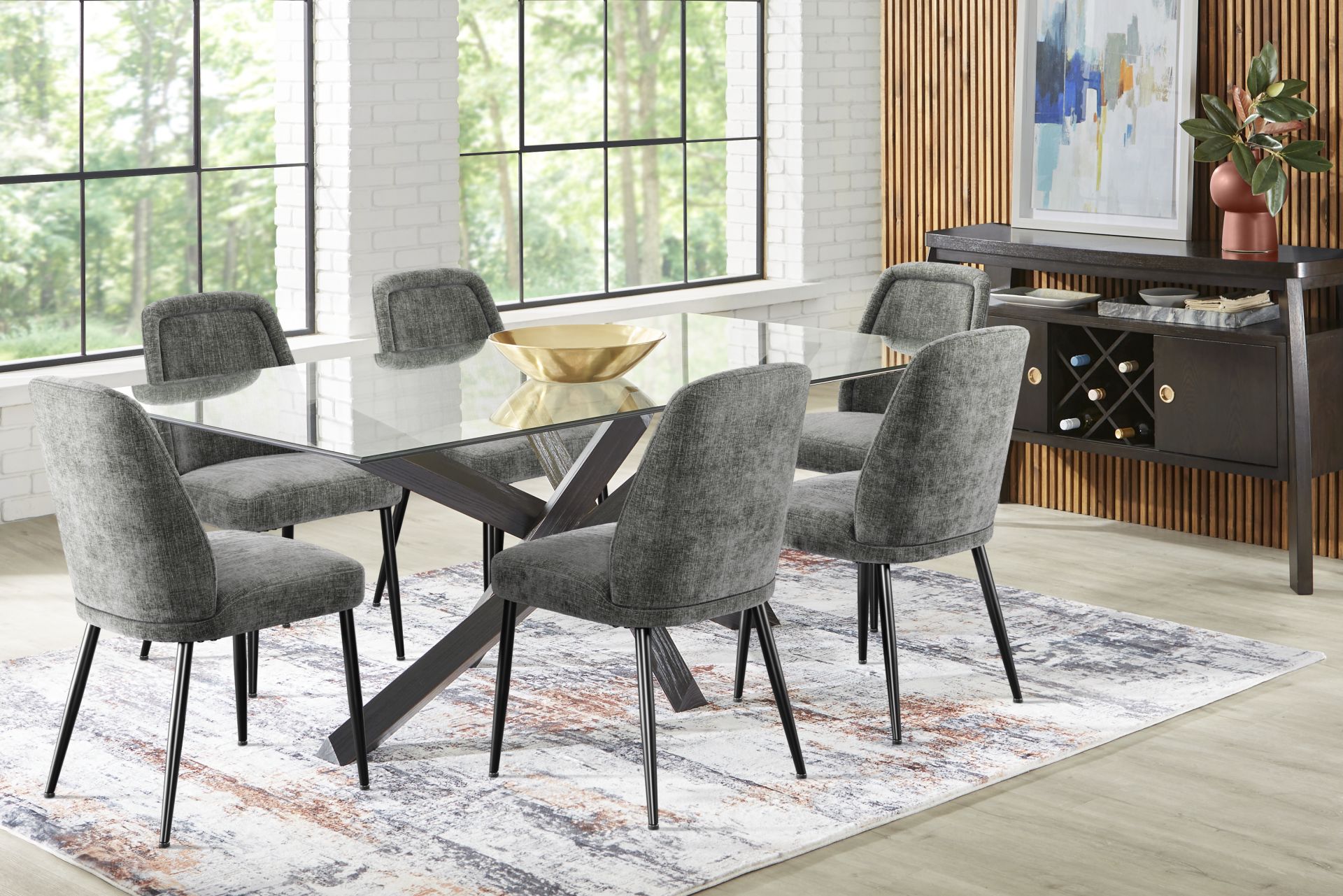 Hollybrooke Black 7 Pc Dining Room with Gray Chairs - Image 2