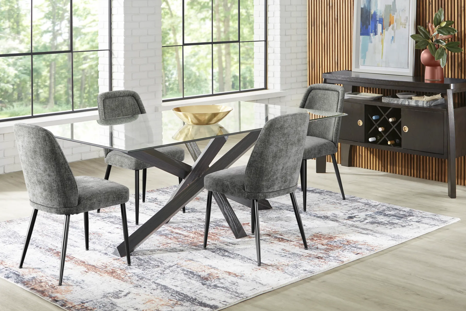 Axia Black 5 Pc Dining Room with Charcoal Chairs - Image 1