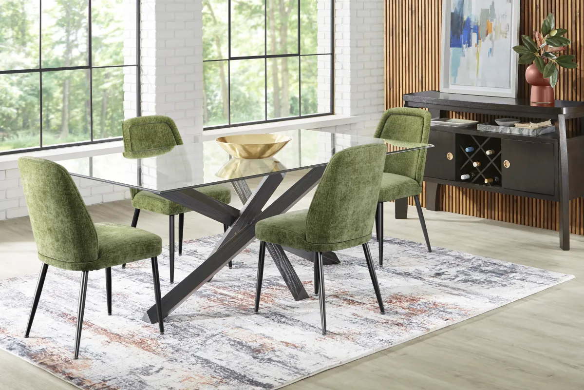 Axia Black 5 Pc Dining Room with Moss Chairs
