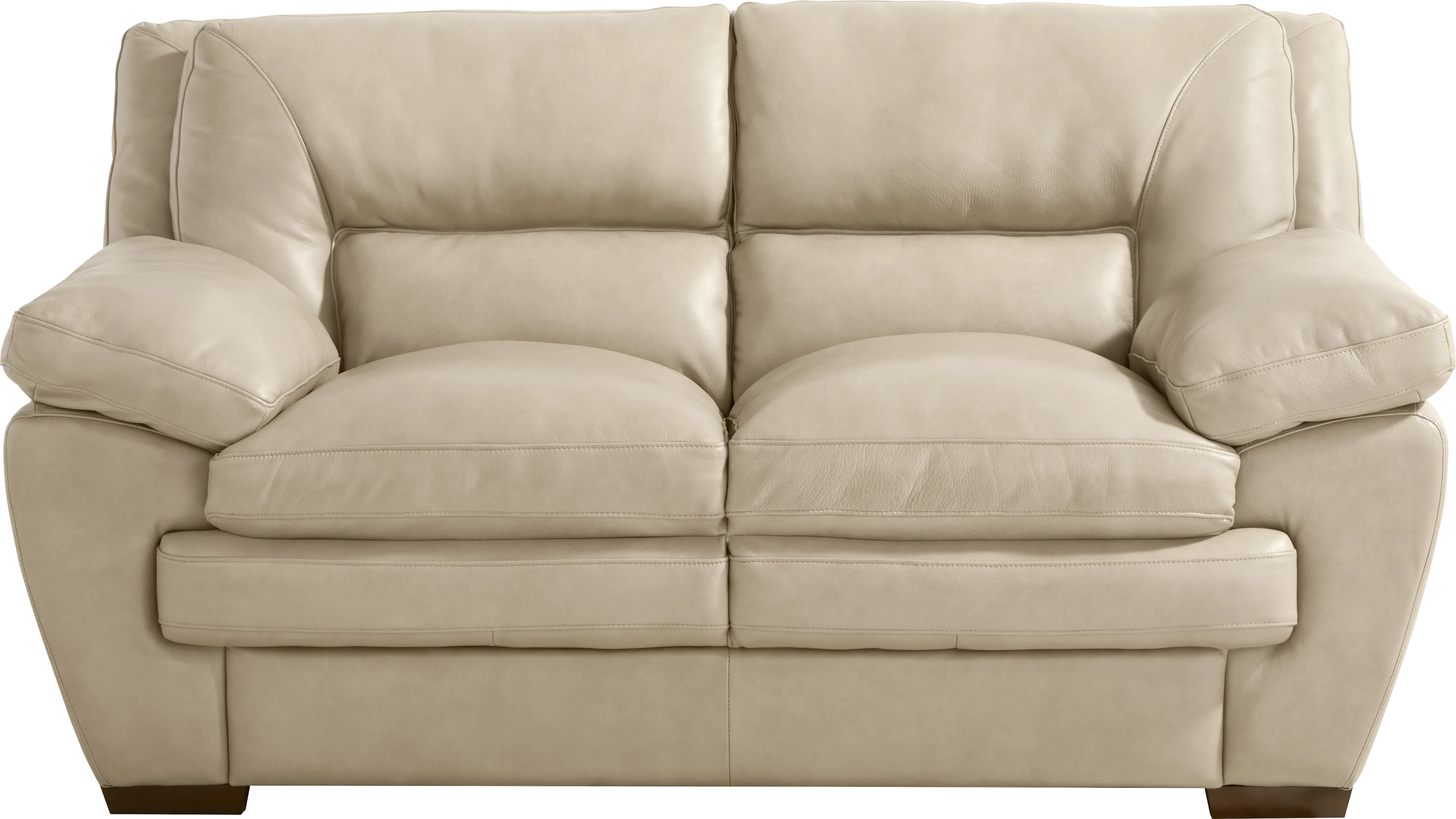 Hayworth Beige Leather Loveseat - Thumbnail - Image 1