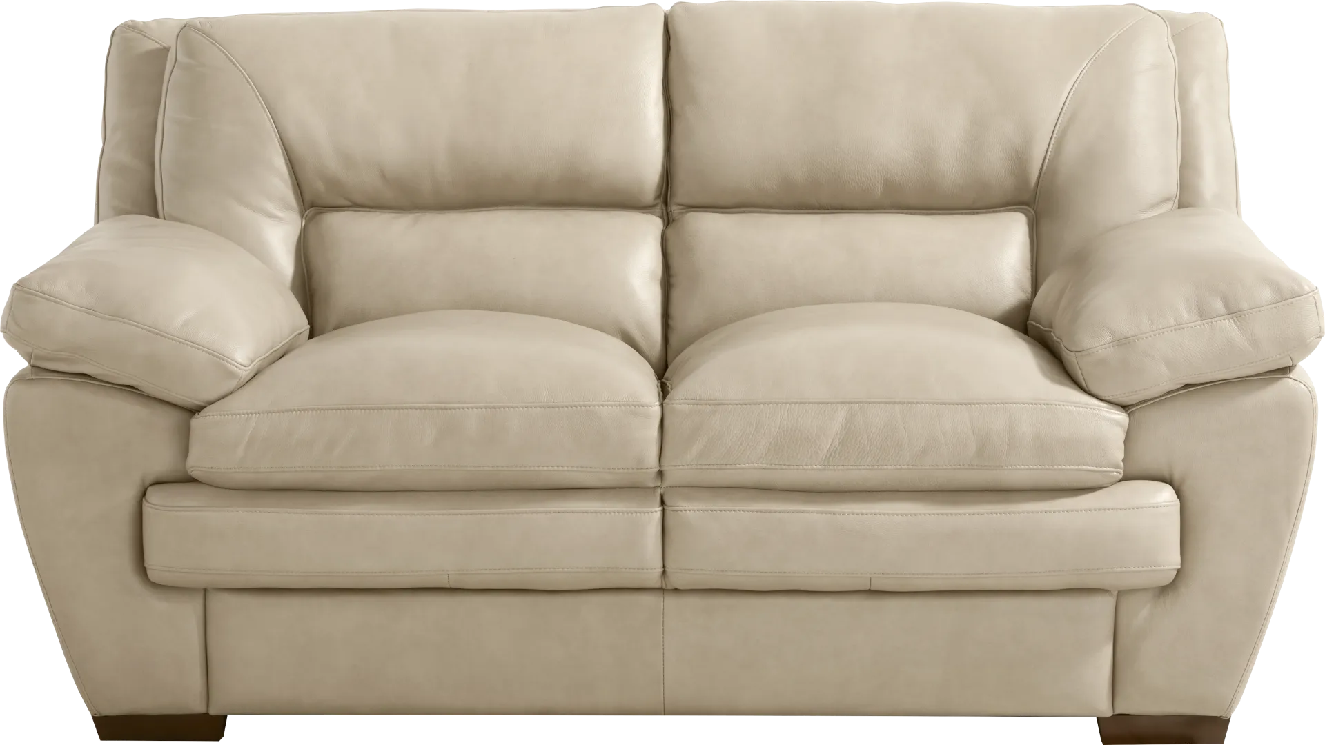 Hayworth Beige Leather Loveseat - Image 1