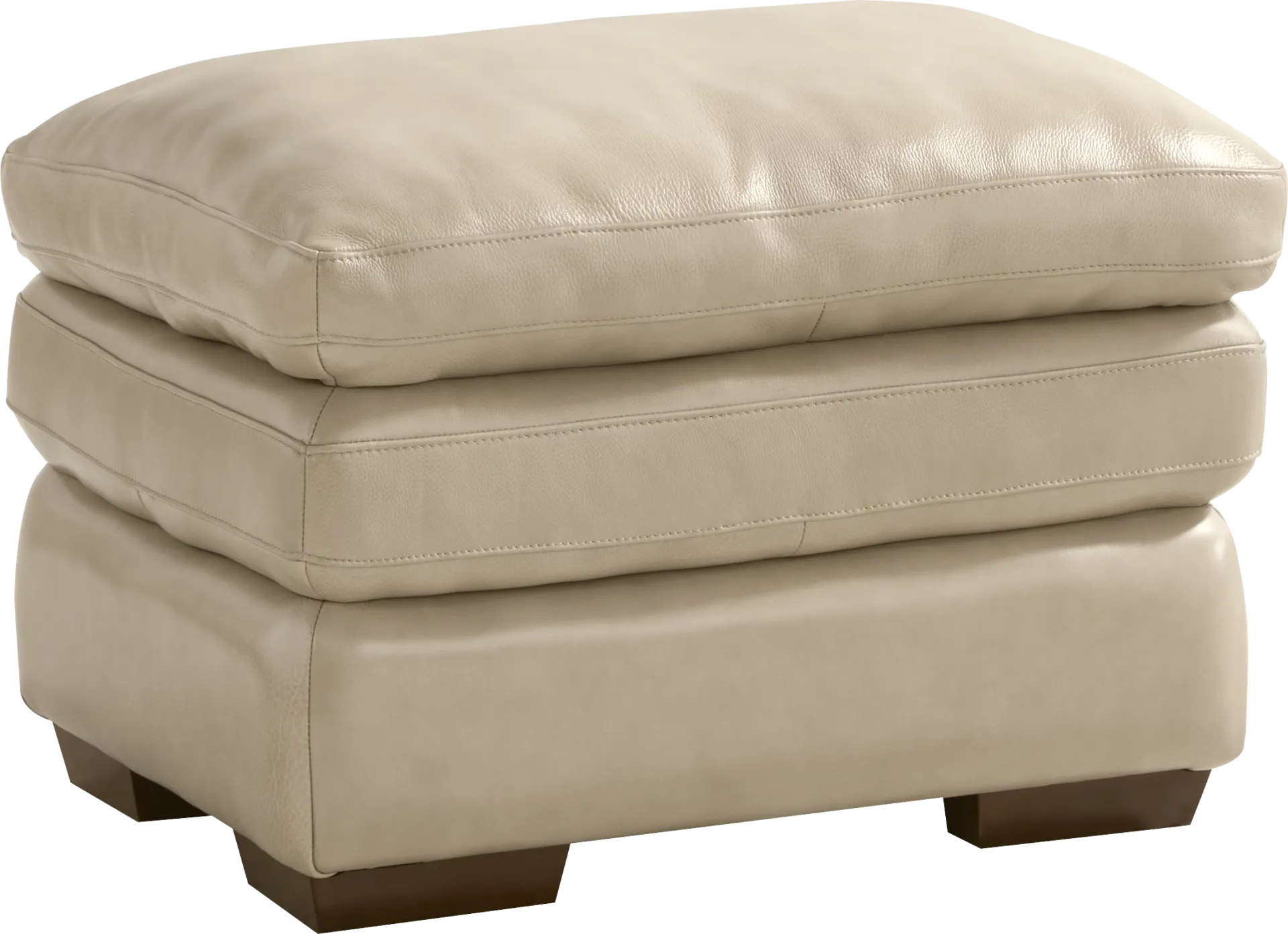 Hayworth Beige Leather Ottoman - Image 1