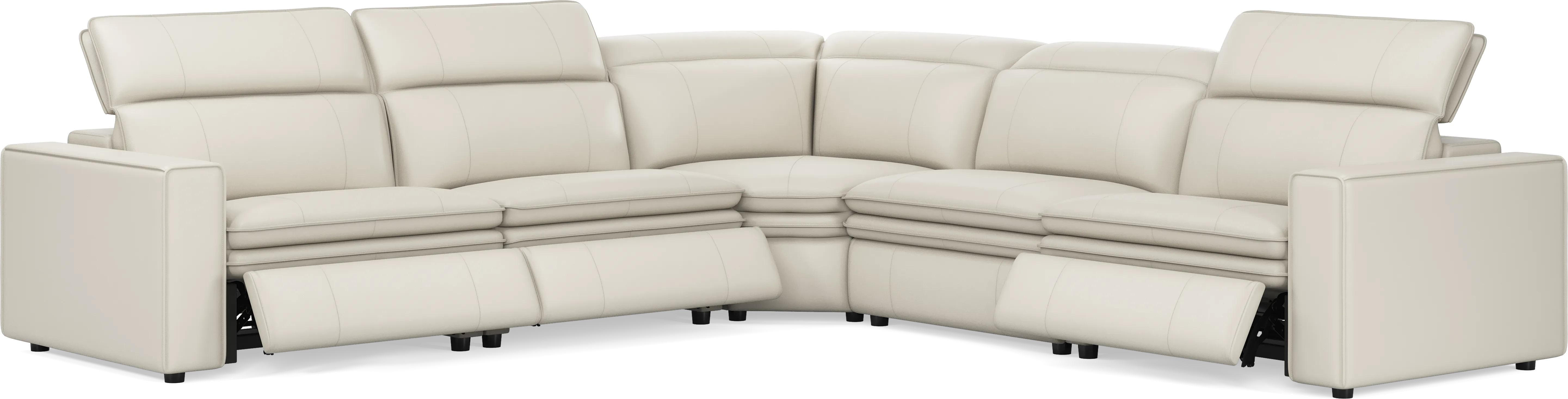 Santorini Ice Leather 5 Pc Dual Power Reclining Sectional - Thumbnail - Image 1