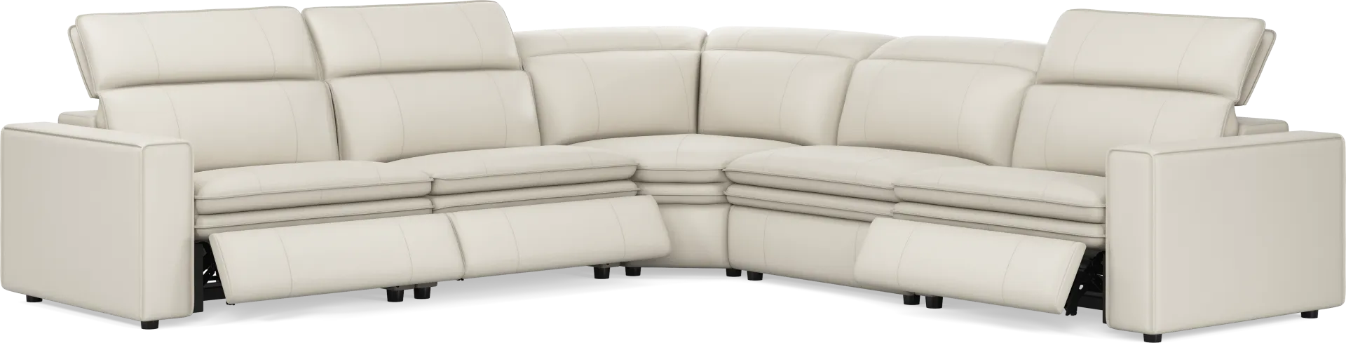 Santorini Ice Leather 5 Pc Dual Power Reclining Sectional - Image 2