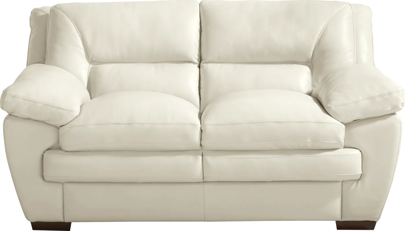 Hayworth Cream Leather Loveseat