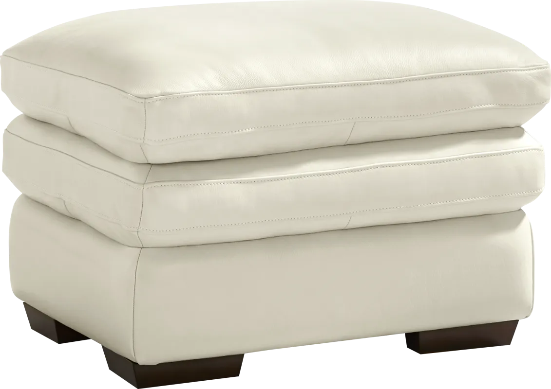 Hayworth Cream Leather Ottoman