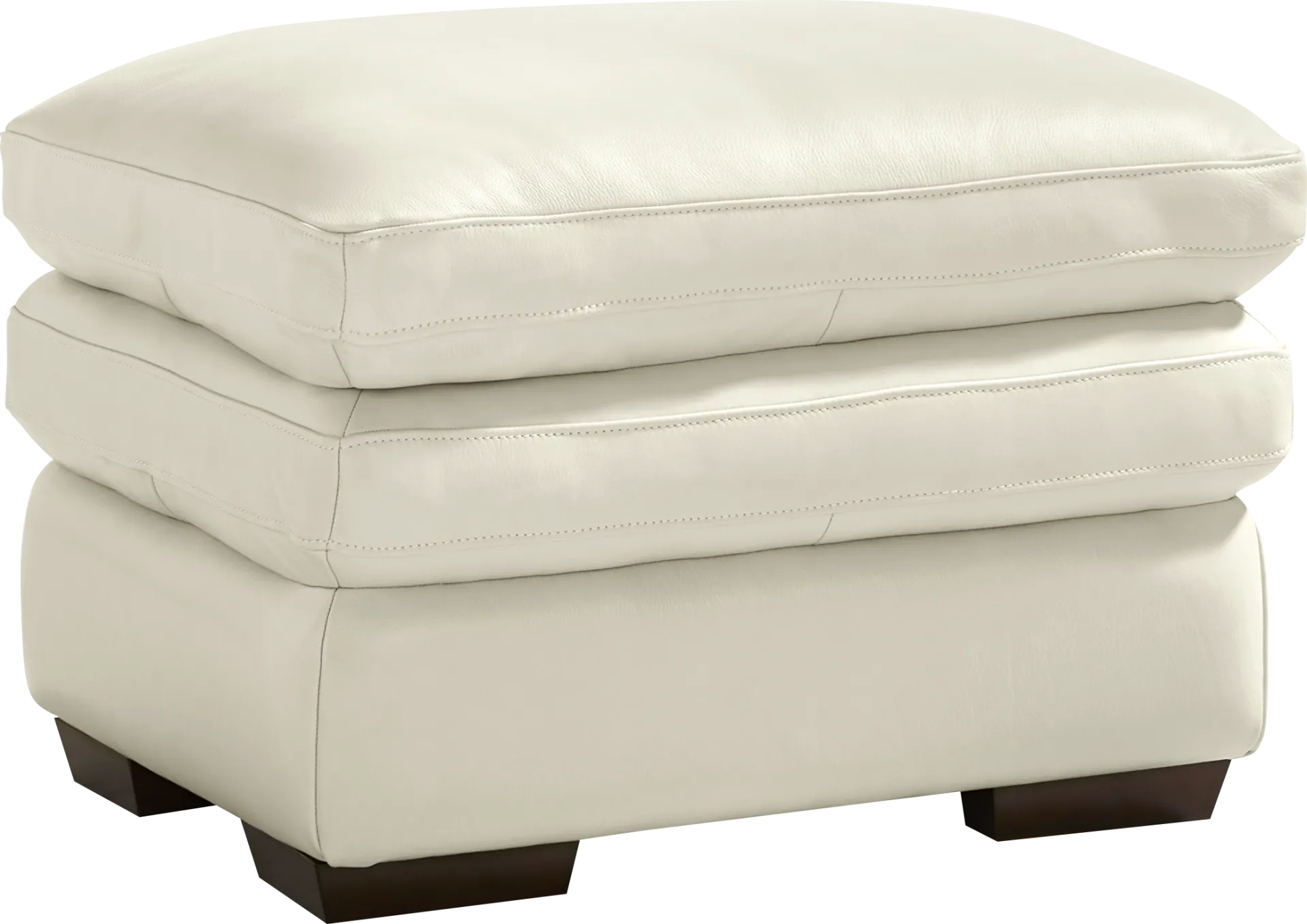 Hayworth Cream Leather Ottoman - Image 1