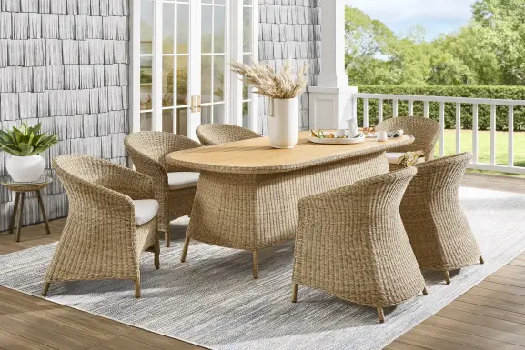 Sarina Bay Natural 7 Pc Outdoor Dining Set